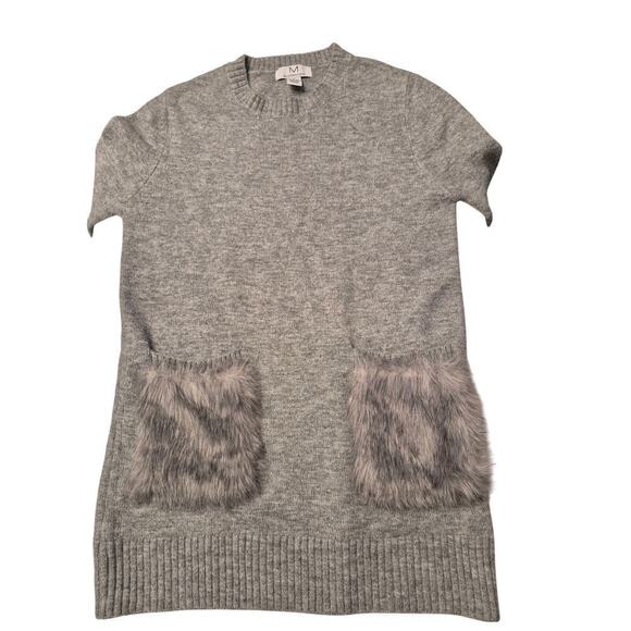 Magaschoni Sz.S, Poly blend Grey Sweater Dress/Tunic  Faux fur pockets - Picture 2 of 7